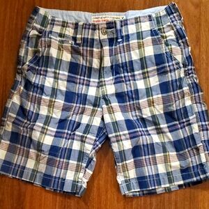 American Eagle Outfitters Classic Length Blue Plaid Men's Shorts - Size 32